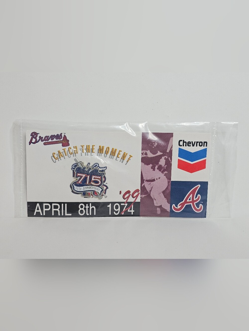 1999 Chevron Atlanta Braves Hank Aaron 25th Anniv. 715 HR Commemorative Pin New